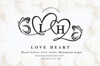 Elegant Love Heart Monogram Font for Personalized Designs